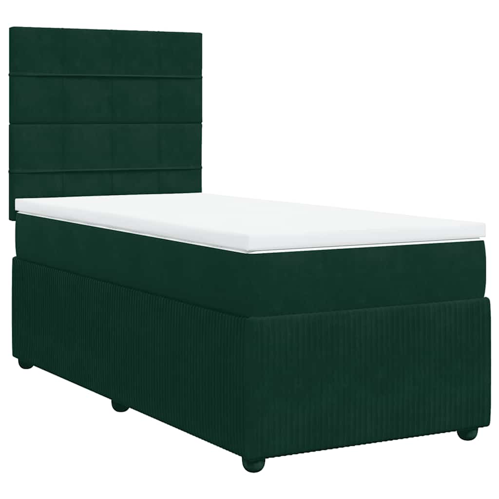 Giroletto a Molle con Materasso Verde Scuro 80x200 cm Velluto
