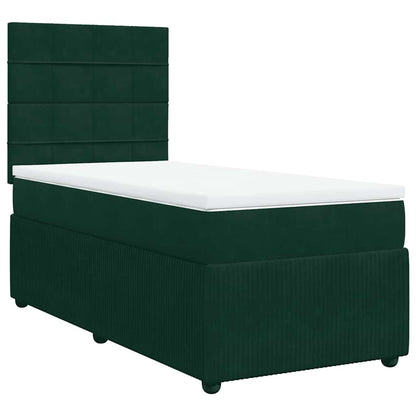 Giroletto a Molle con Materasso Verde Scuro 80x200 cm Velluto