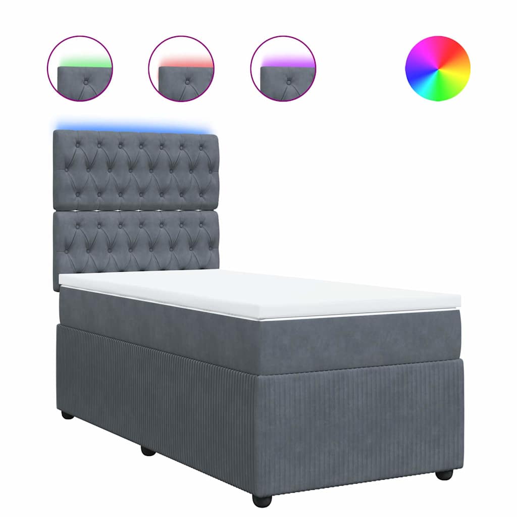 Giroletto a Molle con Materasso Grigio Scuro 80x200 cm Velluto | homemem39