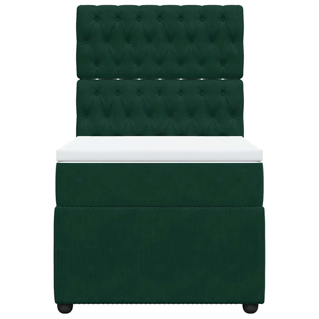 Giroletto a Molle con Materasso Verde Scuro 80x200 cm Velluto