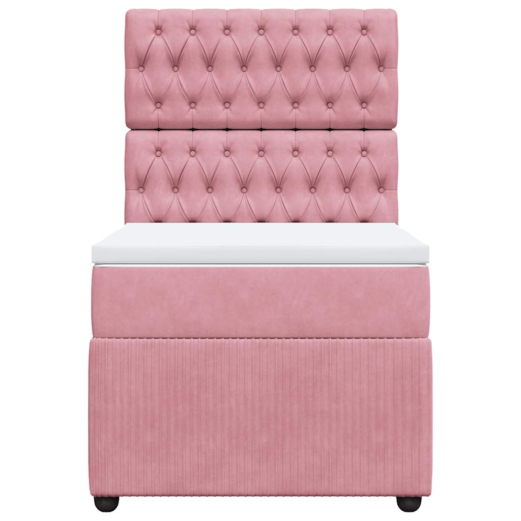 Giroletto a Molle con Materasso Rosa 80x200 cm in Velluto | homemem39