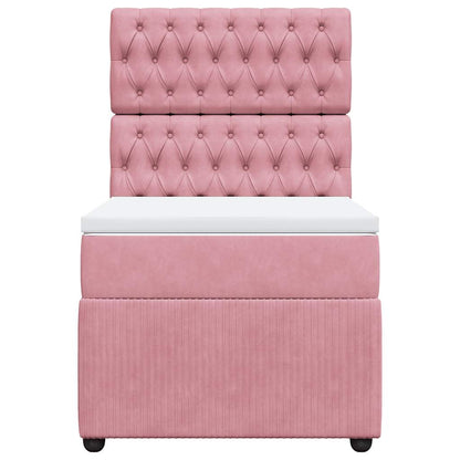 Giroletto a Molle con Materasso Rosa 80x200 cm in Velluto | homemem39