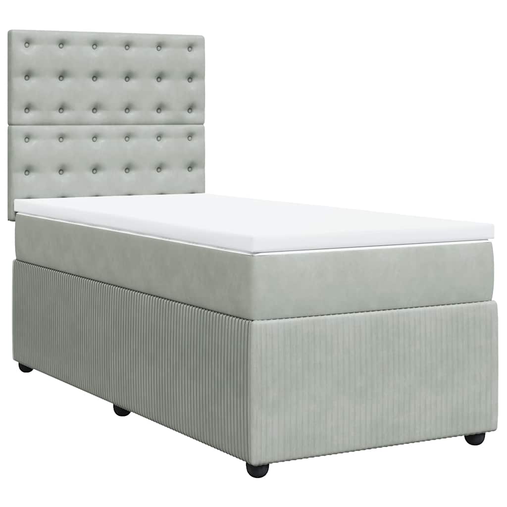 Giroletto a Molle con Materasso Grigio Chiaro 80x200 cm Velluto | homemem39