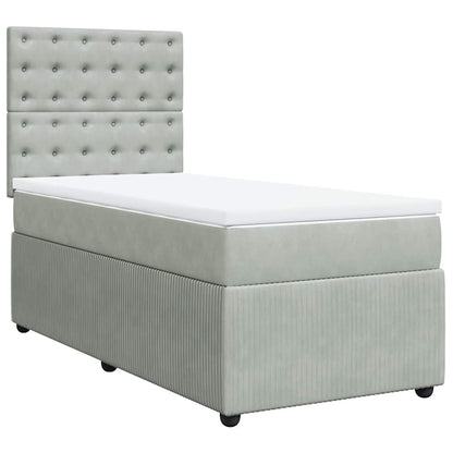 Giroletto a Molle con Materasso Grigio Chiaro 80x200 cm Velluto | homemem39