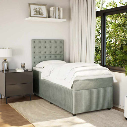 Giroletto a Molle con Materasso Grigio Chiaro 80x200 cm Velluto | homemem39