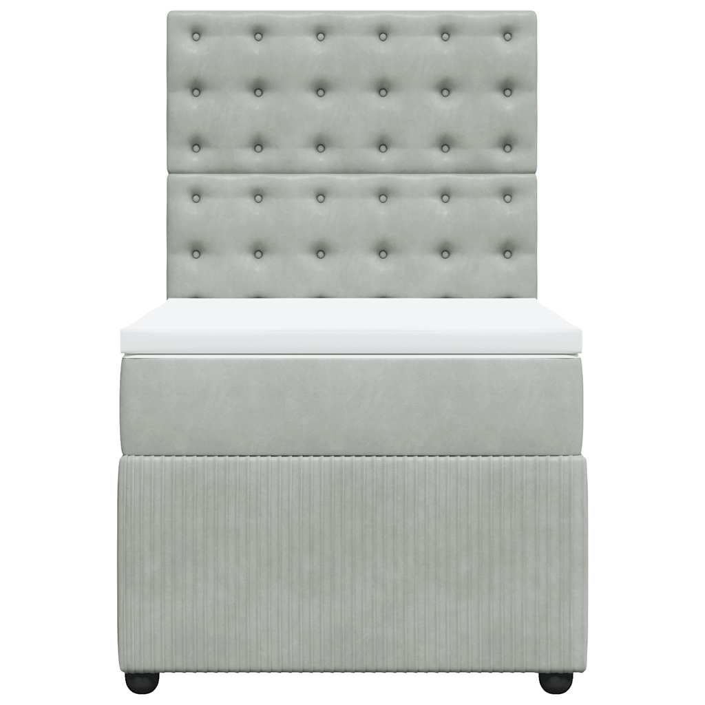 Giroletto a Molle con Materasso Grigio Chiaro 80x200 cm Velluto | homemem39