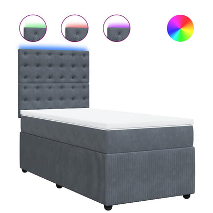 Giroletto a Molle con Materasso Grigio Scuro 80x200 cm Velluto