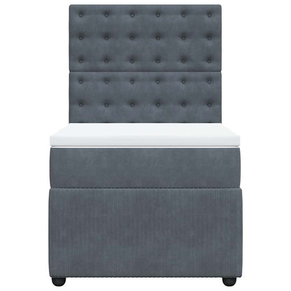 Giroletto a Molle con Materasso Grigio Scuro 80x200 cm Velluto