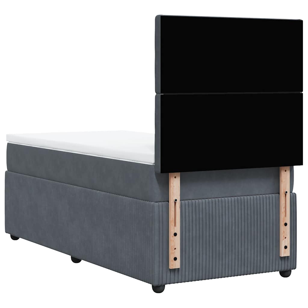 Giroletto a Molle con Materasso Grigio Scuro 80x200 cm Velluto
