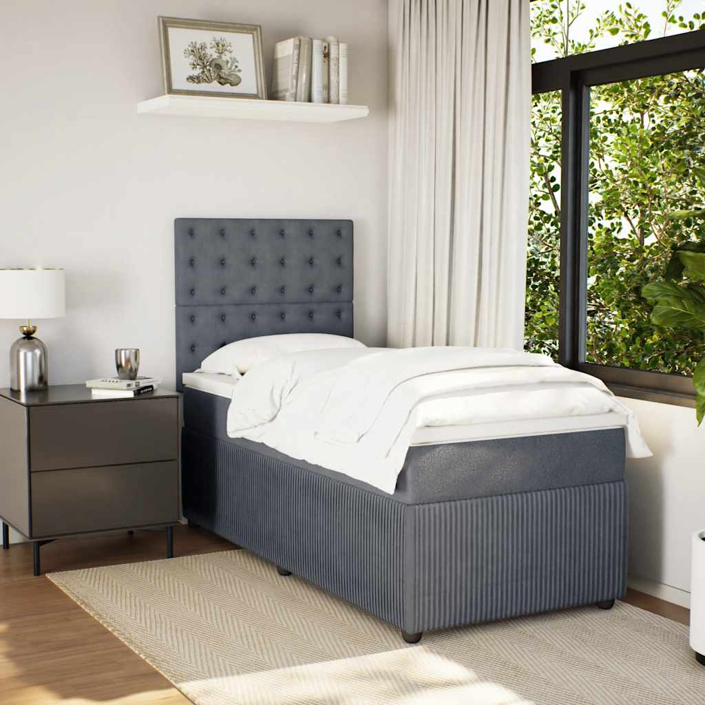 Giroletto a Molle con Materasso Grigio Scuro 80x200 cm Velluto | homemem39