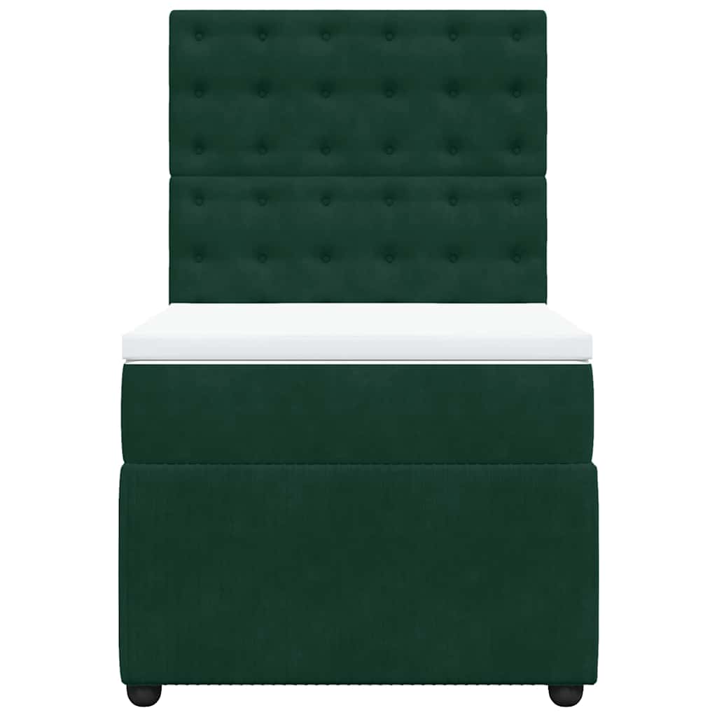 Giroletto a Molle con Materasso Verde Scuro 80x200 cm Velluto