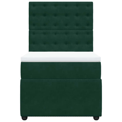 Giroletto a Molle con Materasso Verde Scuro 80x200 cm Velluto
