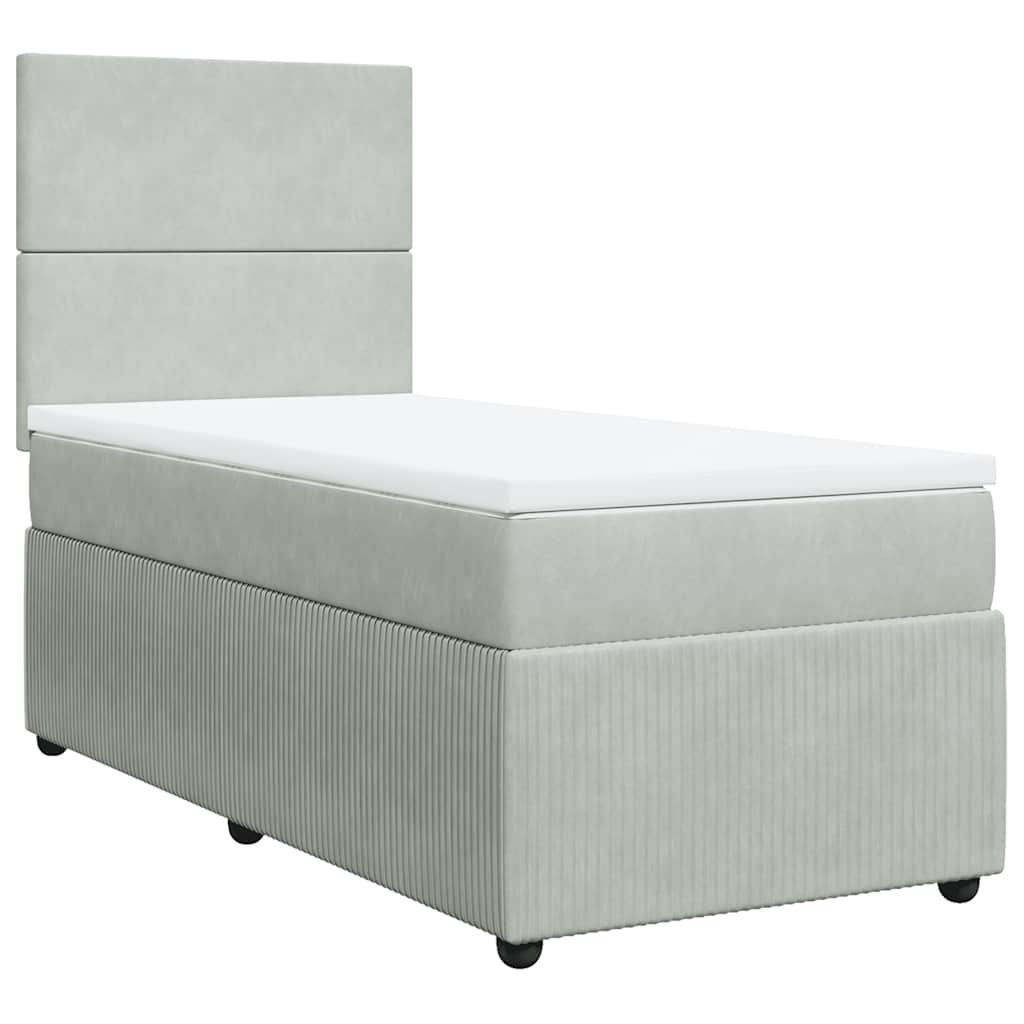 Giroletto a Molle con Materasso Grigio Chiaro 90x190 cm Velluto
