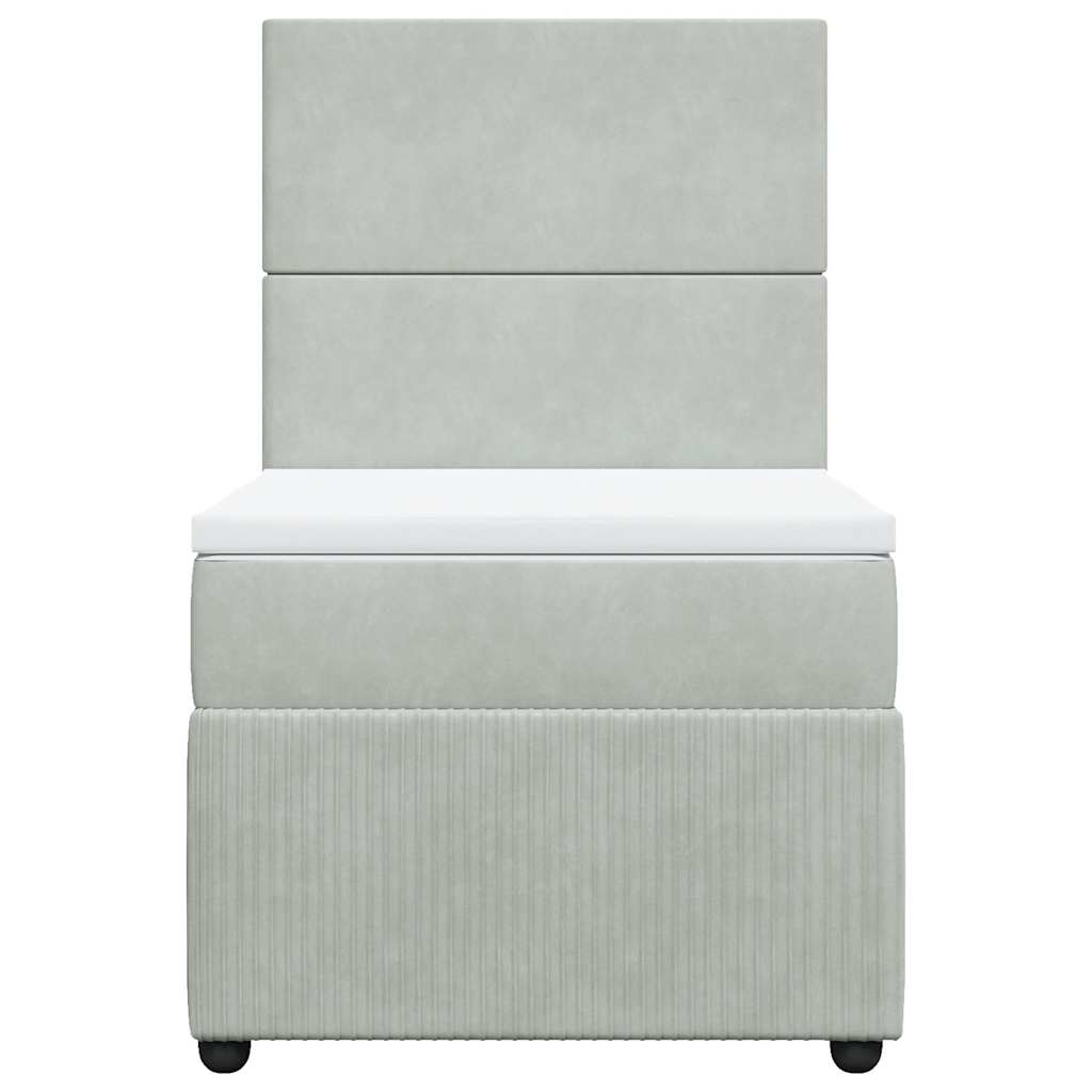 Giroletto a Molle con Materasso Grigio Chiaro 90x190 cm Velluto