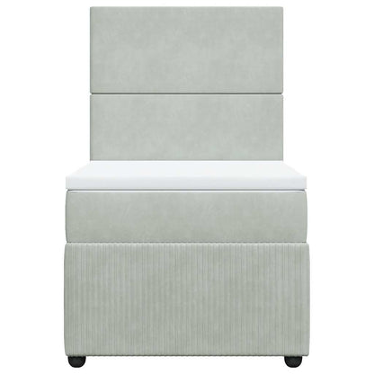 Giroletto a Molle con Materasso Grigio Chiaro 90x190 cm Velluto