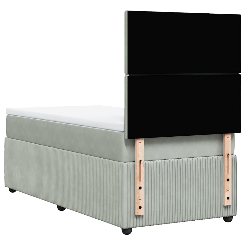 Giroletto a Molle con Materasso Grigio Chiaro 90x190 cm Velluto
