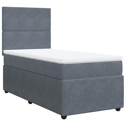 Giroletto a Molle con Materasso Grigio Scuro 90x190 cm Velluto