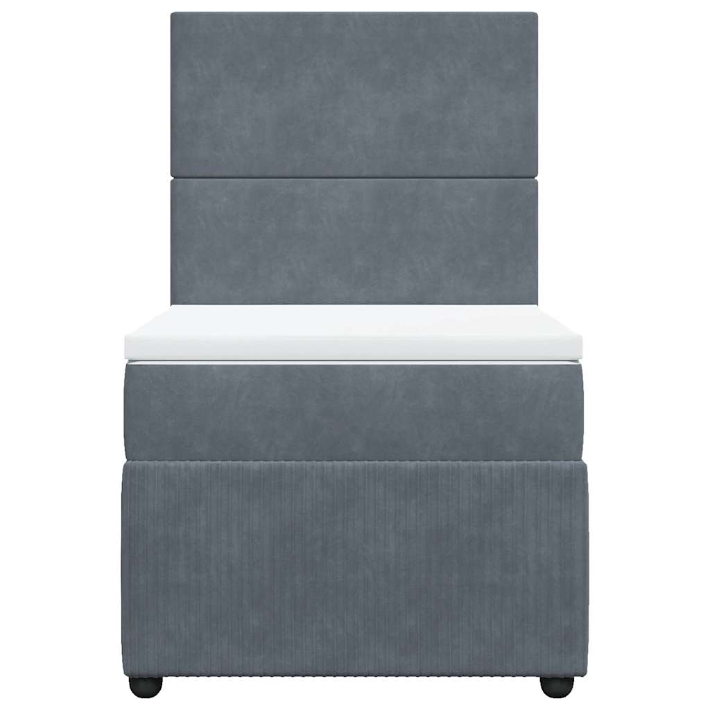 Giroletto a Molle con Materasso Grigio Scuro 90x190 cm Velluto
