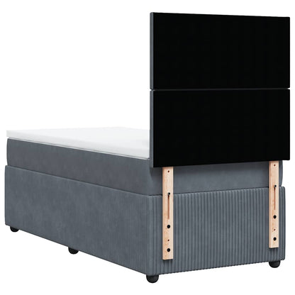 Giroletto a Molle con Materasso Grigio Scuro 90x190 cm Velluto