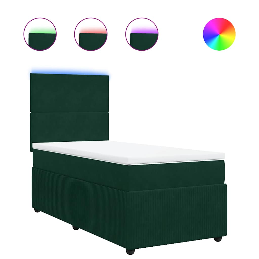 Giroletto a Molle con Materasso Verde Scuro 90x190 cm Velluto | homemem39
