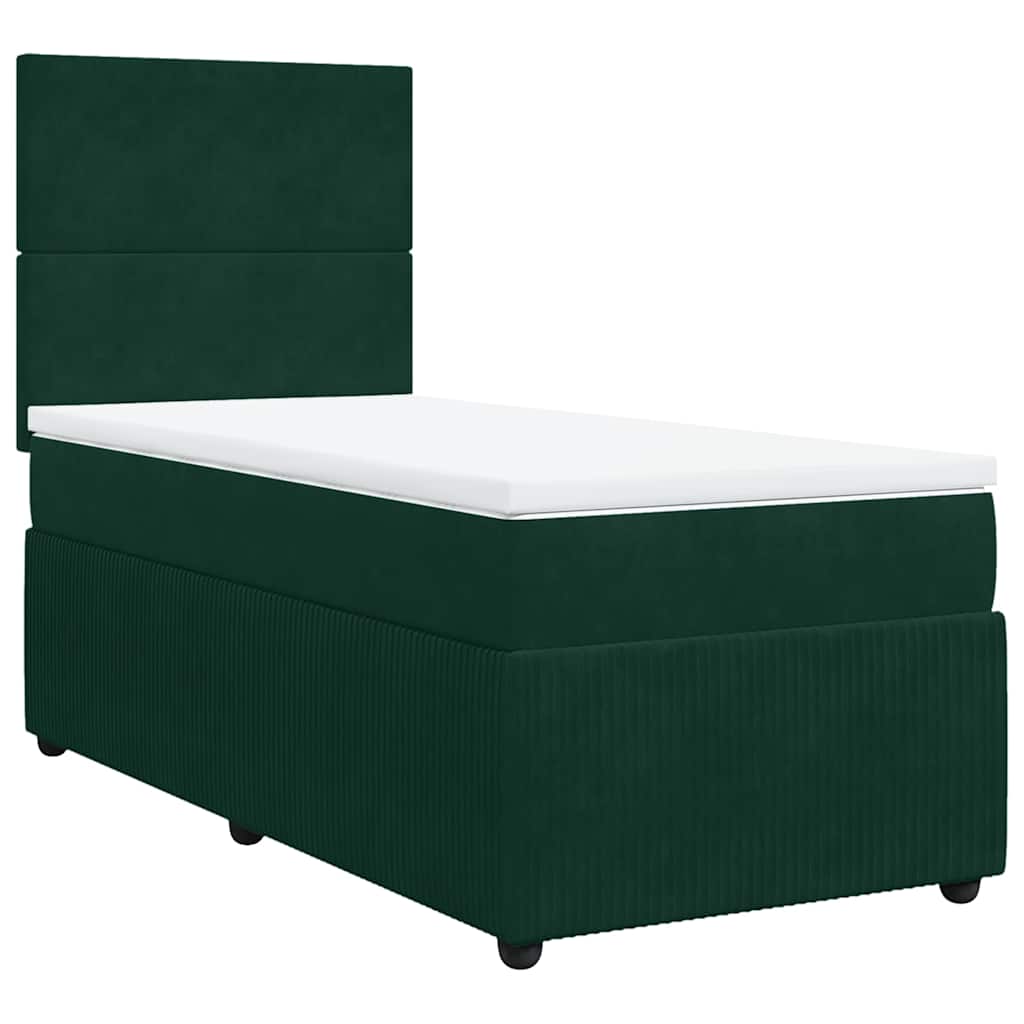 Giroletto a Molle con Materasso Verde Scuro 90x190 cm Velluto | homemem39