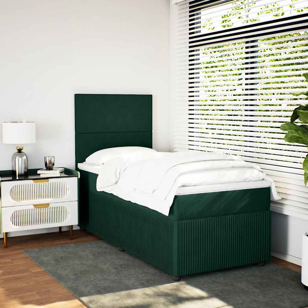 Giroletto a Molle con Materasso Verde Scuro 90x190 cm Velluto | homemem39