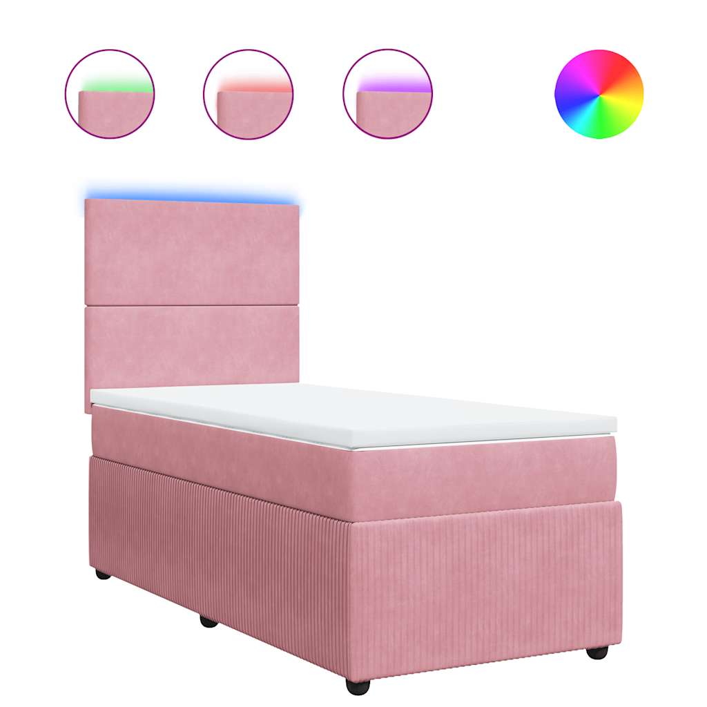 Giroletto a Molle con Materasso Rosa 90x190 cm in Velluto