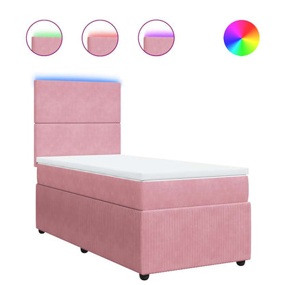 Giroletto a Molle con Materasso Rosa 90x190 cm in Velluto