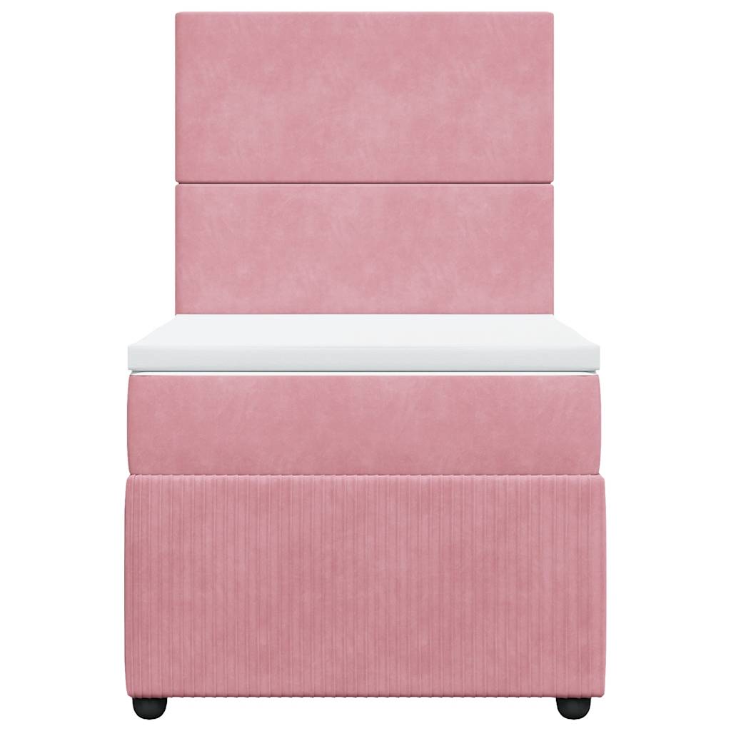 Giroletto a Molle con Materasso Rosa 90x190 cm in Velluto
