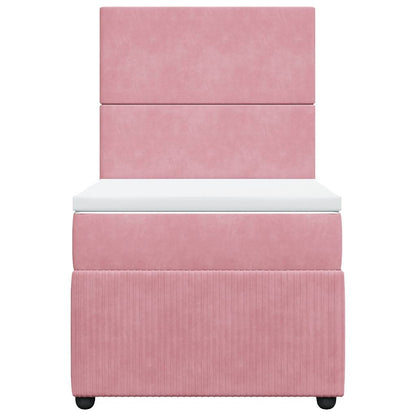 Giroletto a Molle con Materasso Rosa 90x190 cm in Velluto