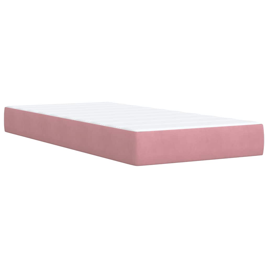 Giroletto a Molle con Materasso Rosa 90x190 cm in Velluto