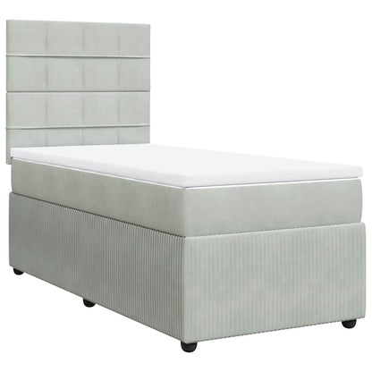 Giroletto a Molle con Materasso Grigio Chiaro 90x190 cm Velluto