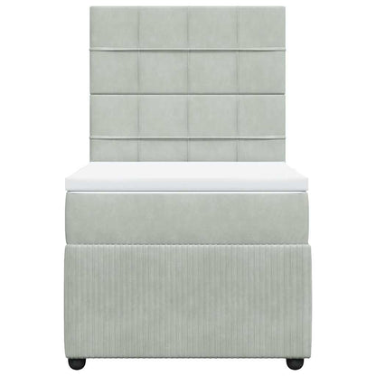 Giroletto a Molle con Materasso Grigio Chiaro 90x190 cm Velluto