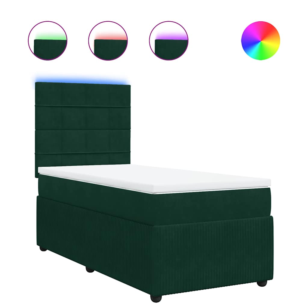 Giroletto a Molle con Materasso Verde Scuro 90x190 cm Velluto | homemem39