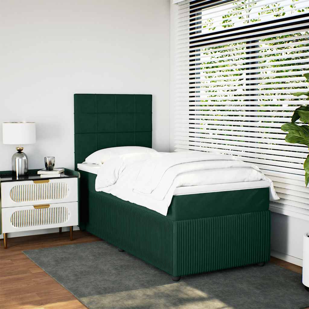 Giroletto a Molle con Materasso Verde Scuro 90x190 cm Velluto | homemem39
