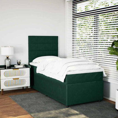 Giroletto a Molle con Materasso Verde Scuro 90x190 cm Velluto | homemem39