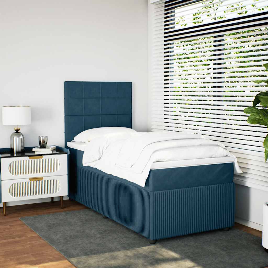 Giroletto a Molle con Materasso Blu 90x190 cm in Velluto | homemem39