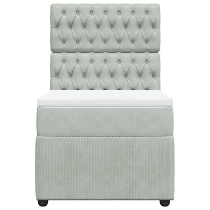 Giroletto a Molle con Materasso Grigio Chiaro 90x190 cm Velluto - homemem39