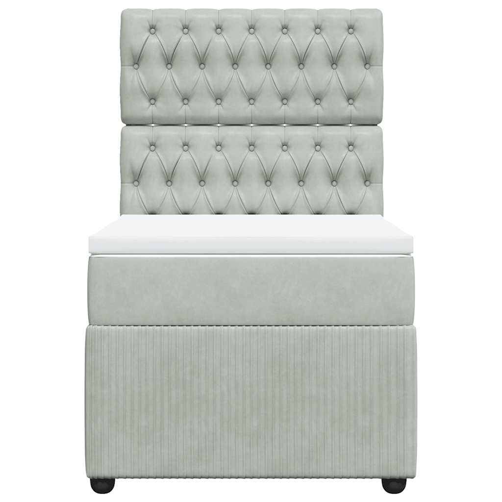 Giroletto a Molle con Materasso Grigio Chiaro 90x190 cm Velluto