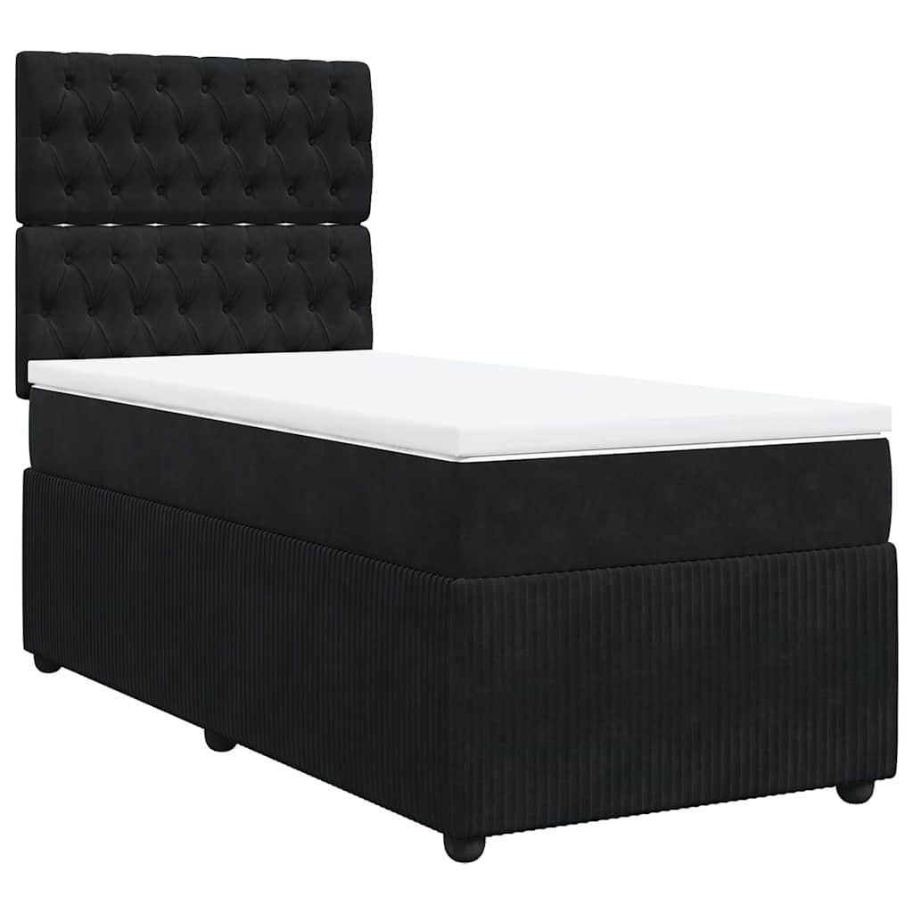 Giroletto a Molle con Materasso Nero 90x190 cm in Velluto