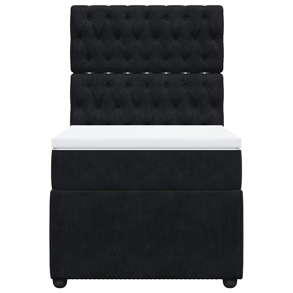 Giroletto a Molle con Materasso Nero 90x190 cm in Velluto