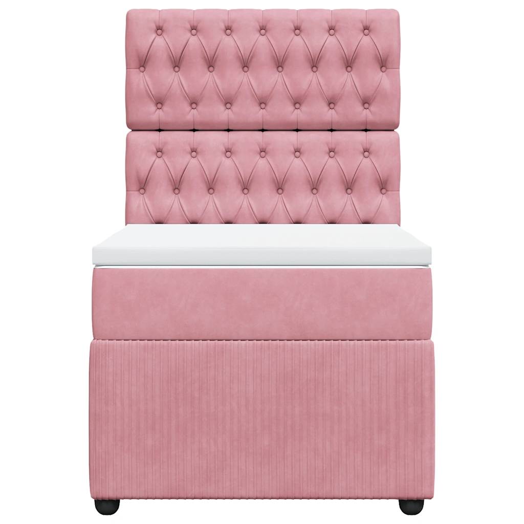 Giroletto a Molle con Materasso Rosa 90x190 cm in Velluto | homemem39