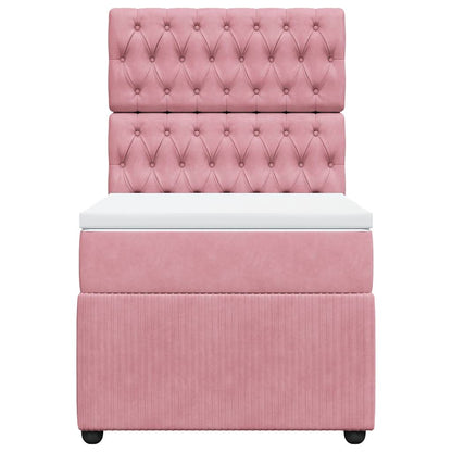 Giroletto a Molle con Materasso Rosa 90x190 cm in Velluto | homemem39