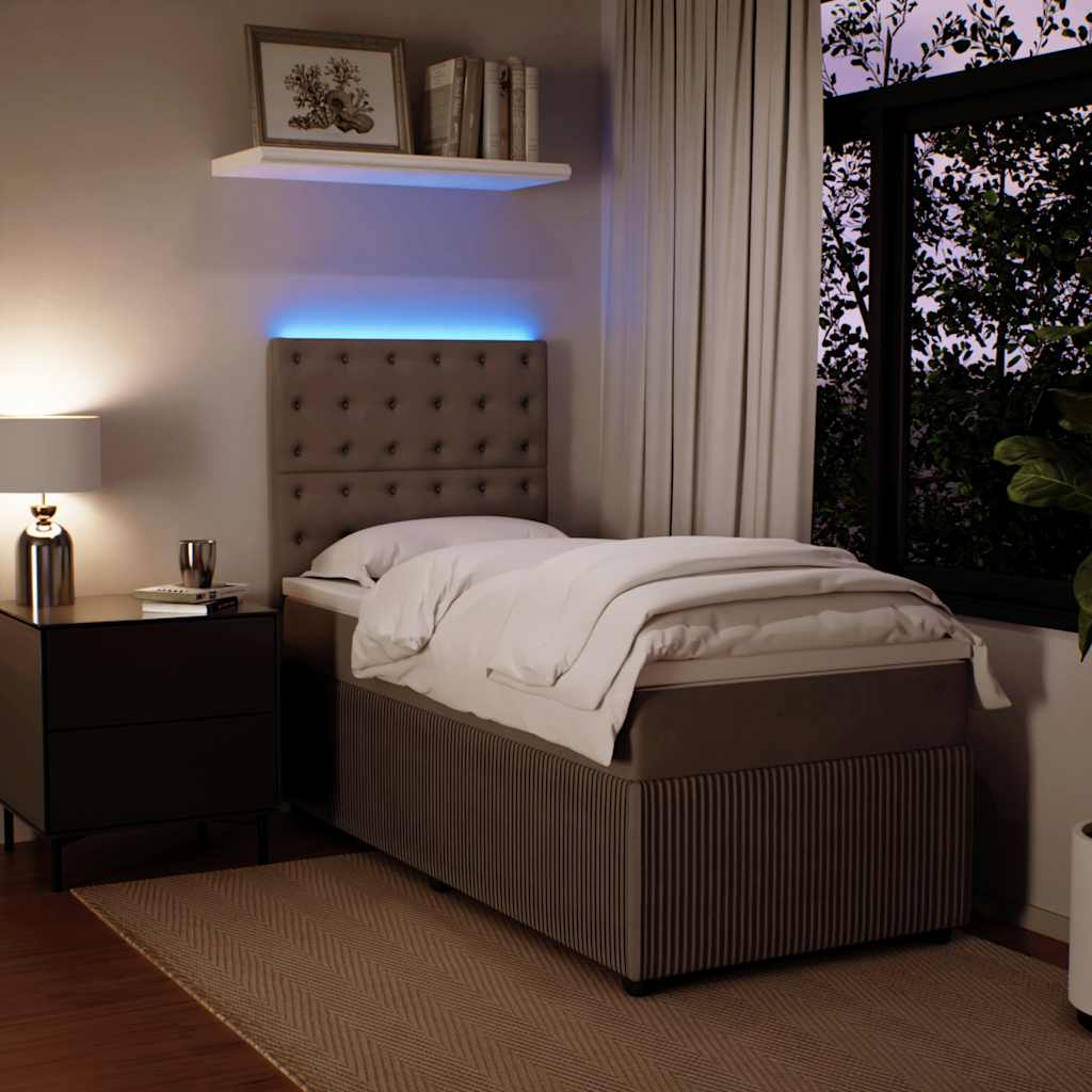 Giroletto a Molle con Materasso Grigio Chiaro 90x190 cm Velluto