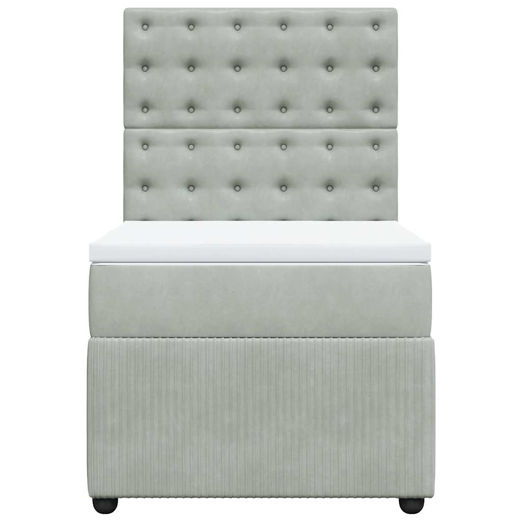 Giroletto a Molle con Materasso Grigio Chiaro 90x190 cm Velluto - homemem39