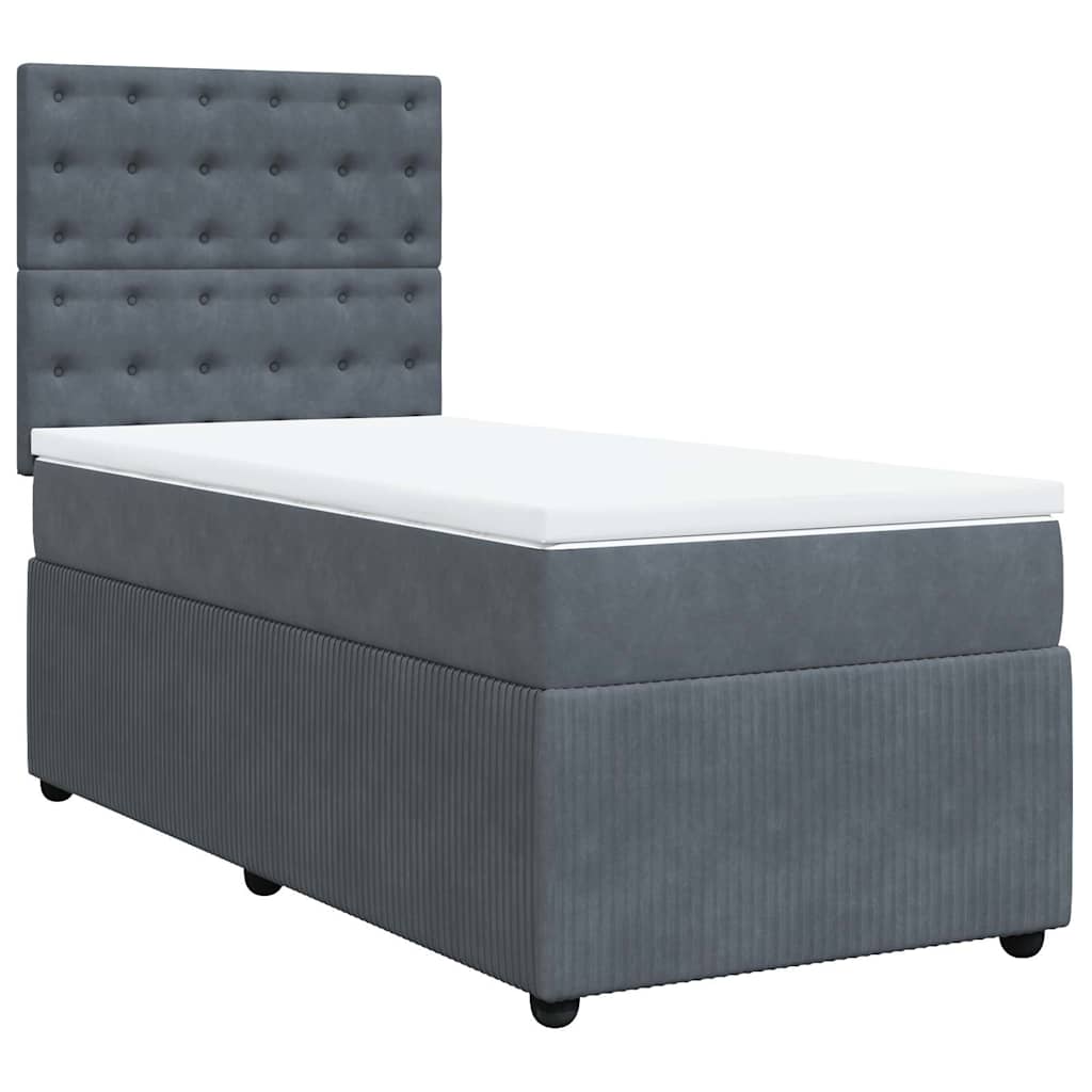 Giroletto a Molle con Materasso Grigio Scuro 90x190 cm Velluto