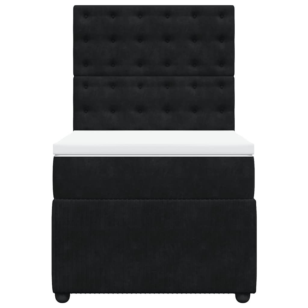 Giroletto a Molle con Materasso Nero 90x190 cm in Velluto