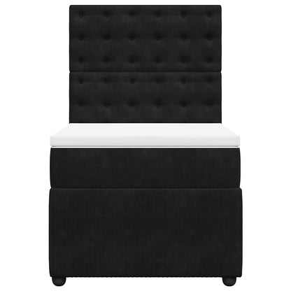 Giroletto a Molle con Materasso Nero 90x190 cm in Velluto