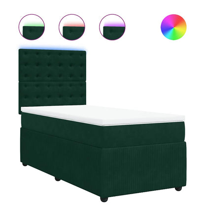 Giroletto a Molle con Materasso Verde Scuro 90x190 cm Velluto | homemem39