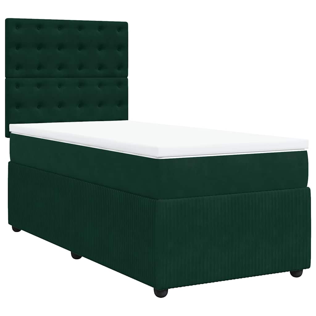 Giroletto a Molle con Materasso Verde Scuro 90x190 cm Velluto | homemem39